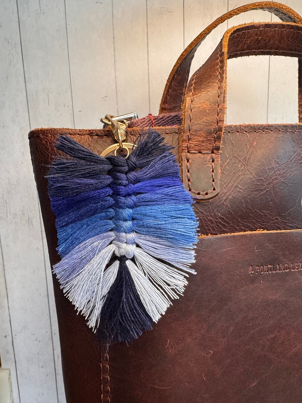 Blue Macrame Feather Bag Charm Macrame Boho Blue Accessories NeW Fast Ship Fun